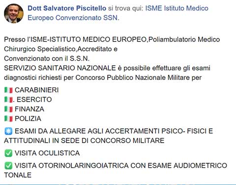 concorsi militari, concorsi statali, concorso carabinieri, concorso esercito, concorso finanza, concorso polizia, concorso marina, esame audiometrico convenzionato, visita oculistica convenzionata, visita otorino convenzionata, convenzione palermo, 